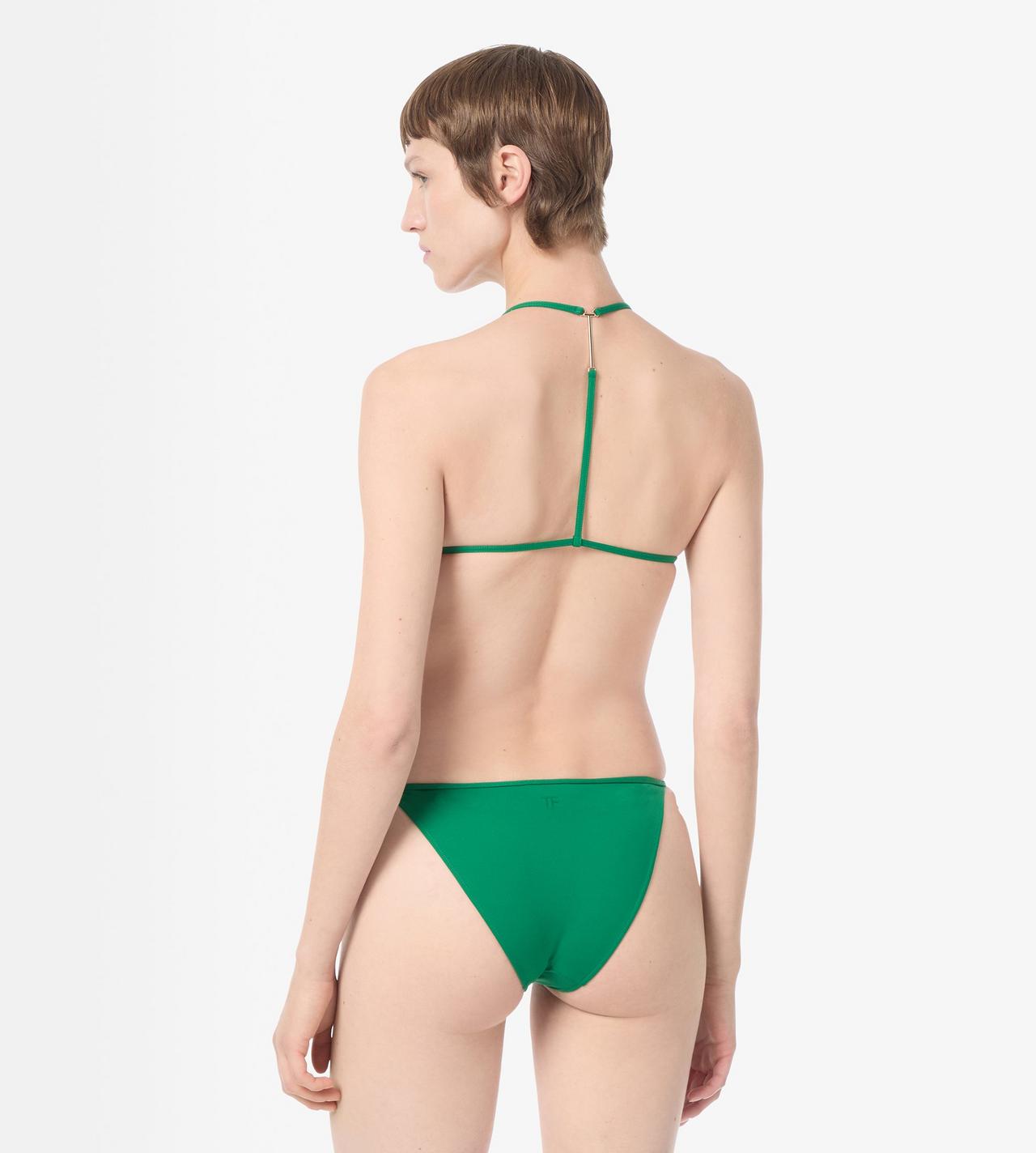 TOM FORD POLYAMIDE ELASTANE BLEND GREEN TRIANGLE BIKINI WITH T-TRIM