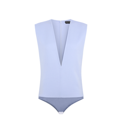 DOUBLE FACE LIGHT WOOL V-NECK BODYSUIT image number 0