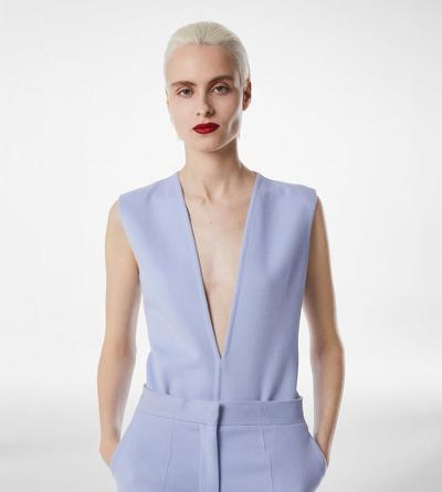 DOUBLE FACE LIGHT WOOL V-NECK BODYSUIT image number 2