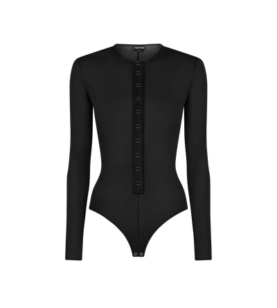 LONG SLEEVE HENLEY KNIT BODYSUIT image number 0