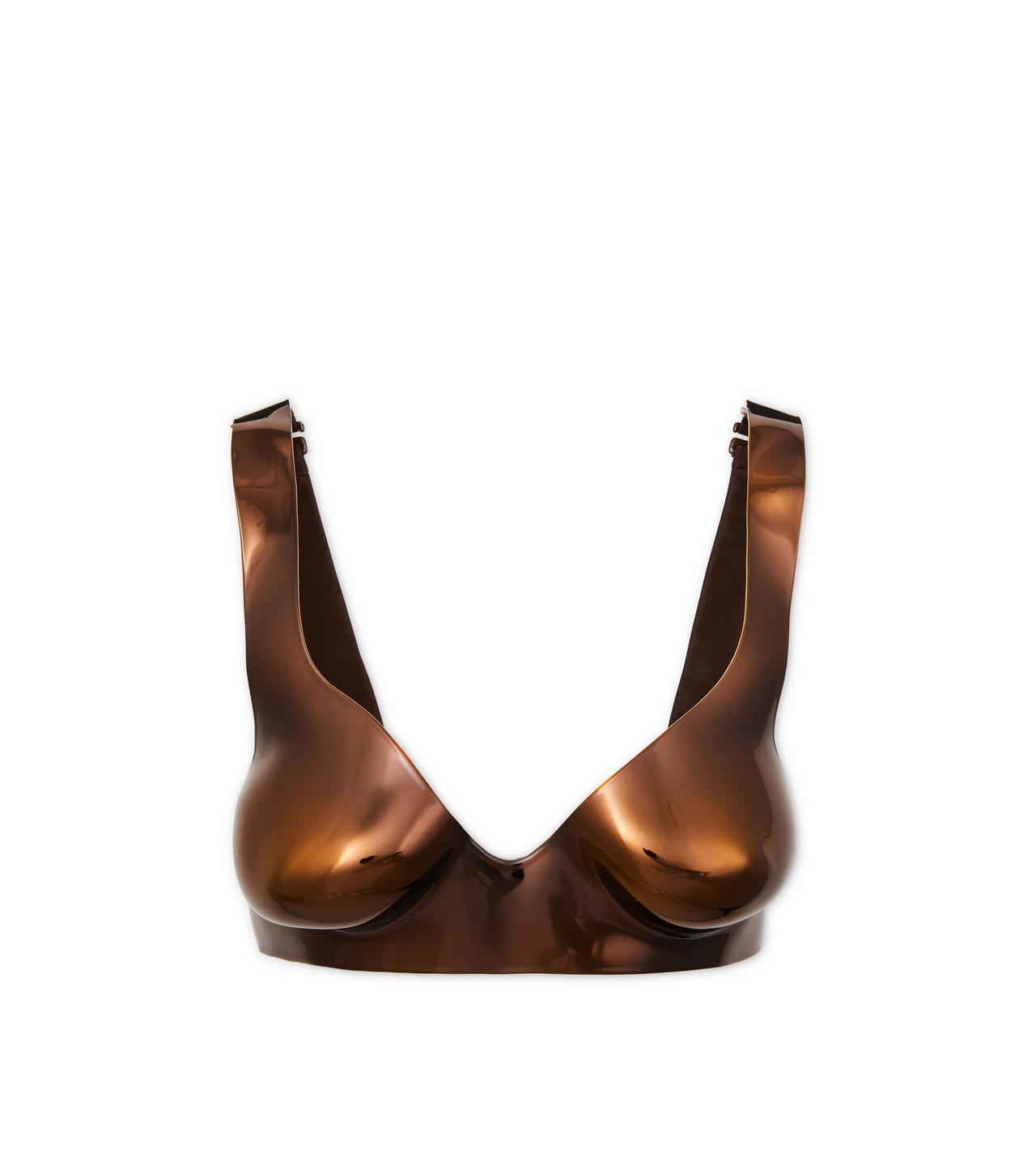 LACQUERED CHROMED ACRYLIC ANATOMICAL BRA image number 0