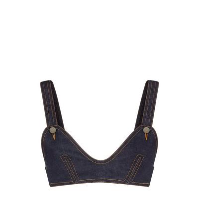 LIGHTWEIGHT DENIM BRA WITH METAL BUTTONS image number 0