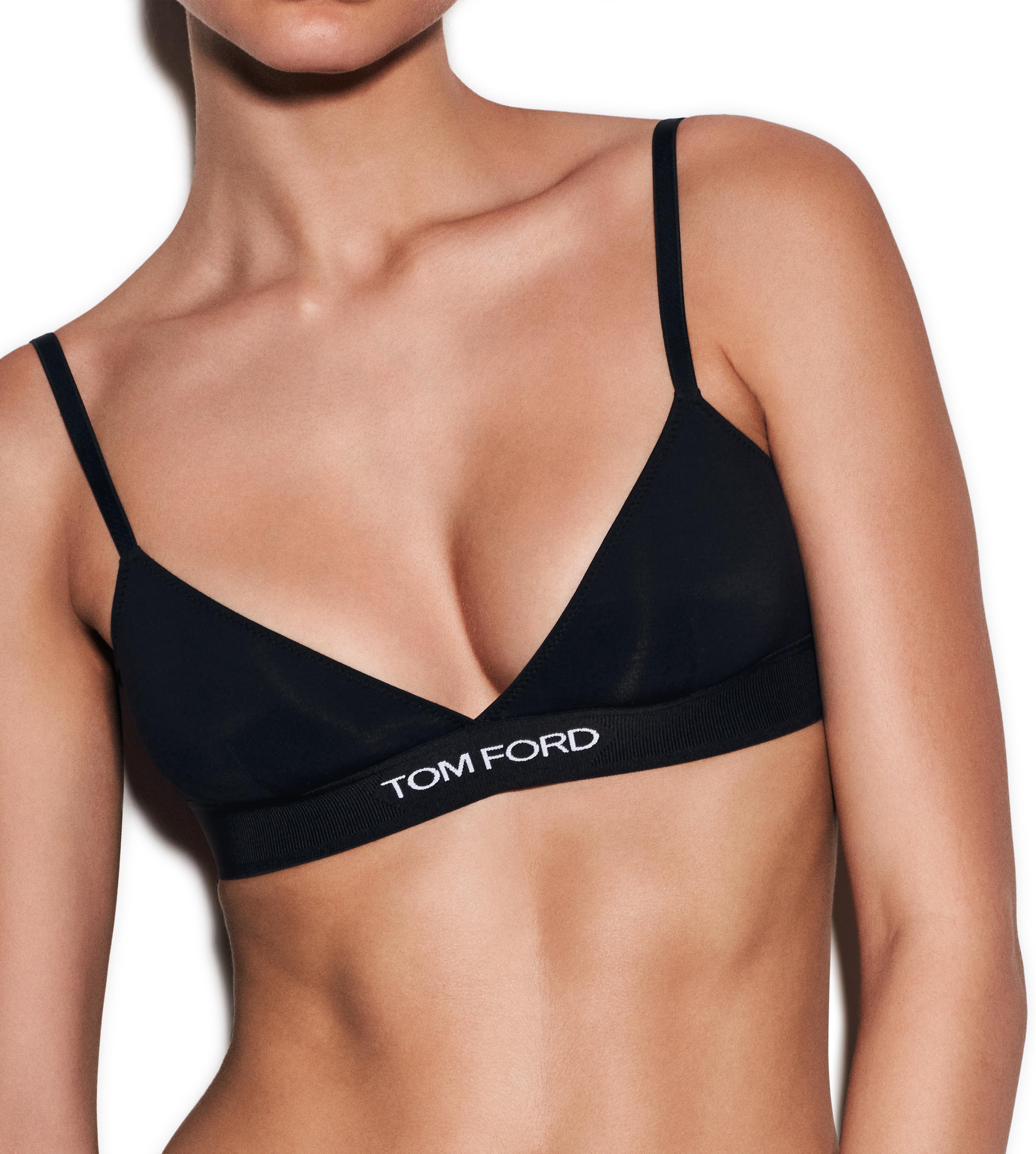 Black Logo-jacquard modal-blend bra, Tom Ford