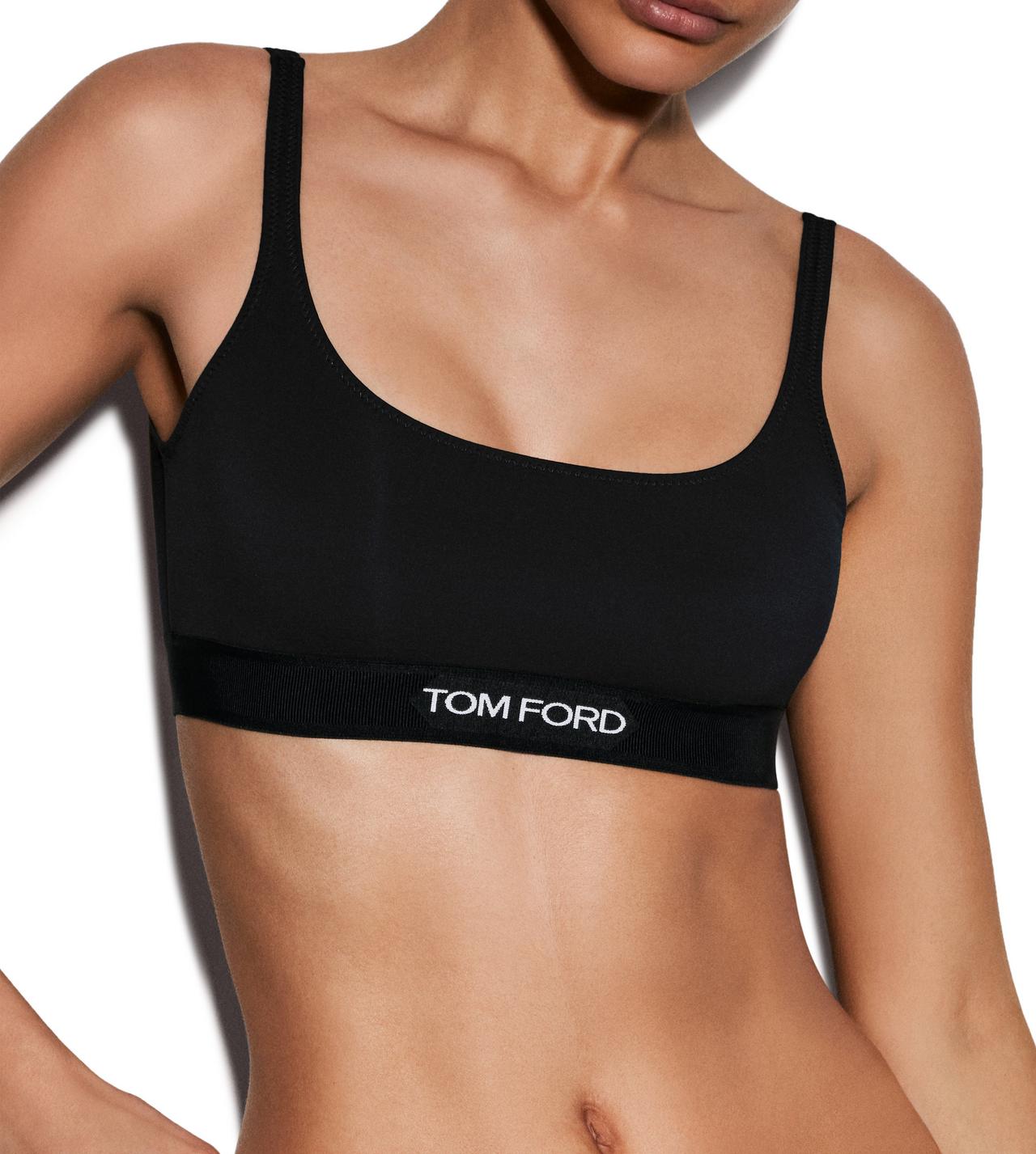 TOM FORD Velvet Signature Bralette in Black, Black. Size L (also in S,  XS).