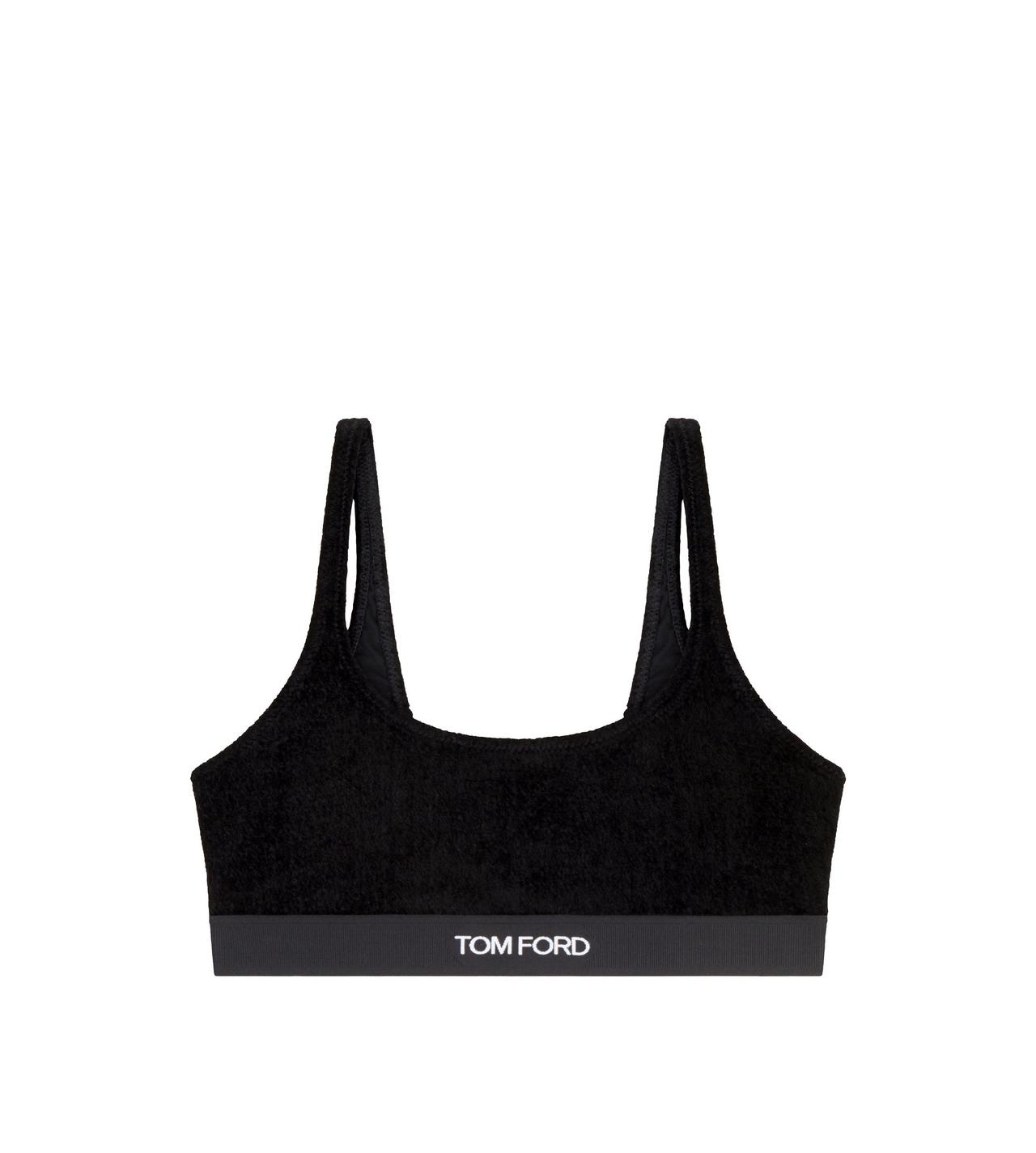 TOM FORD Velvet Signature Bralette in Black, Black. Size L (also in S,  XS).