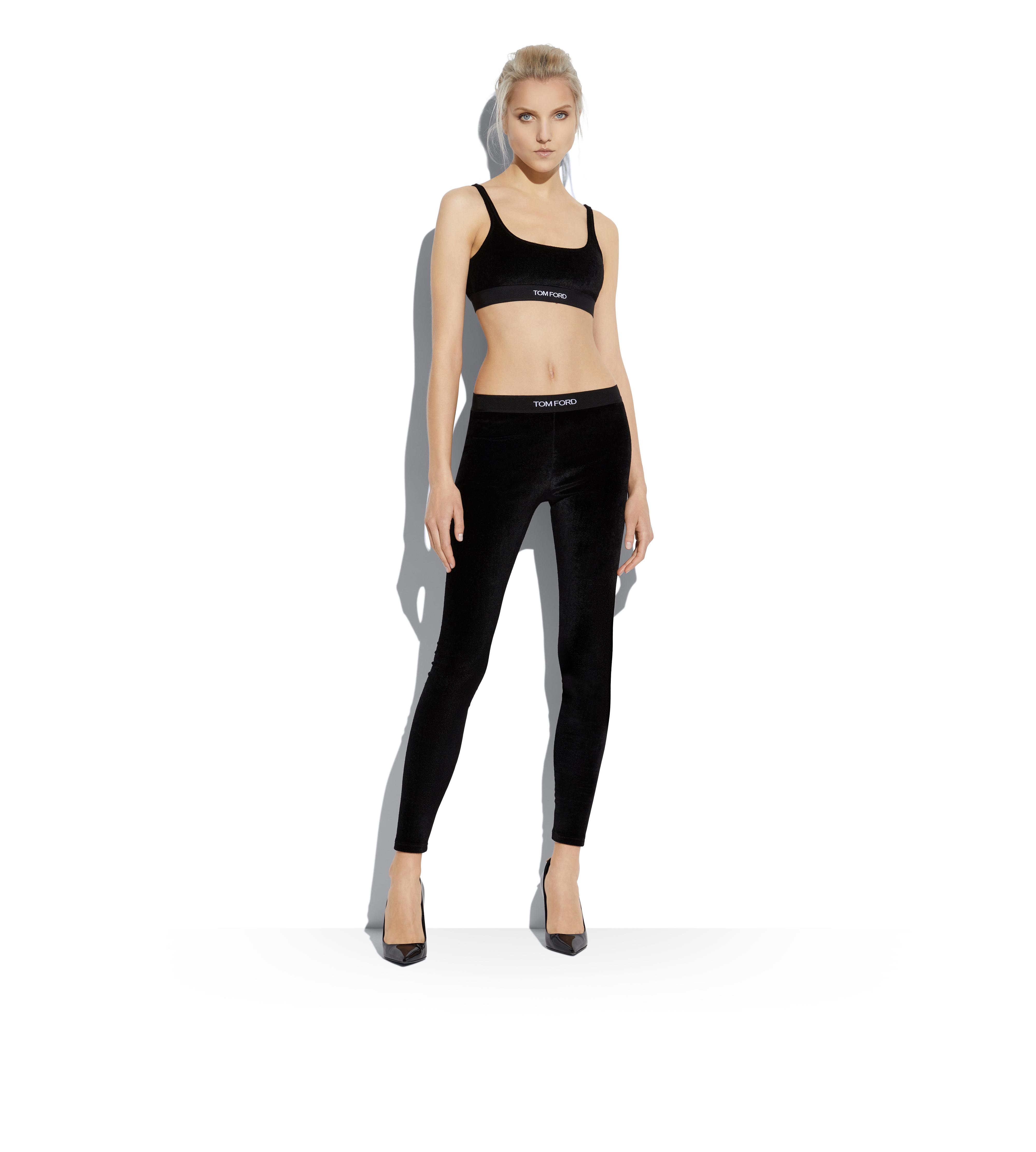 Tom Ford Stretch Velvet Bralette And Leggings Set In Raspberry