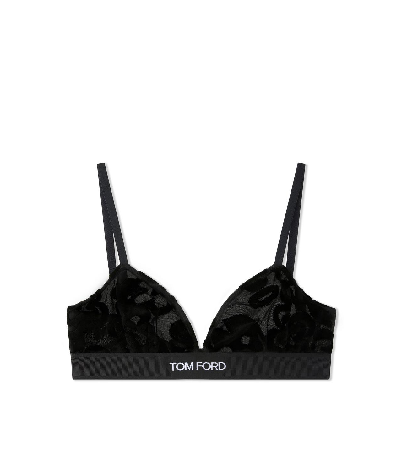 Floral tulle devoré bralette in black - Tom Ford