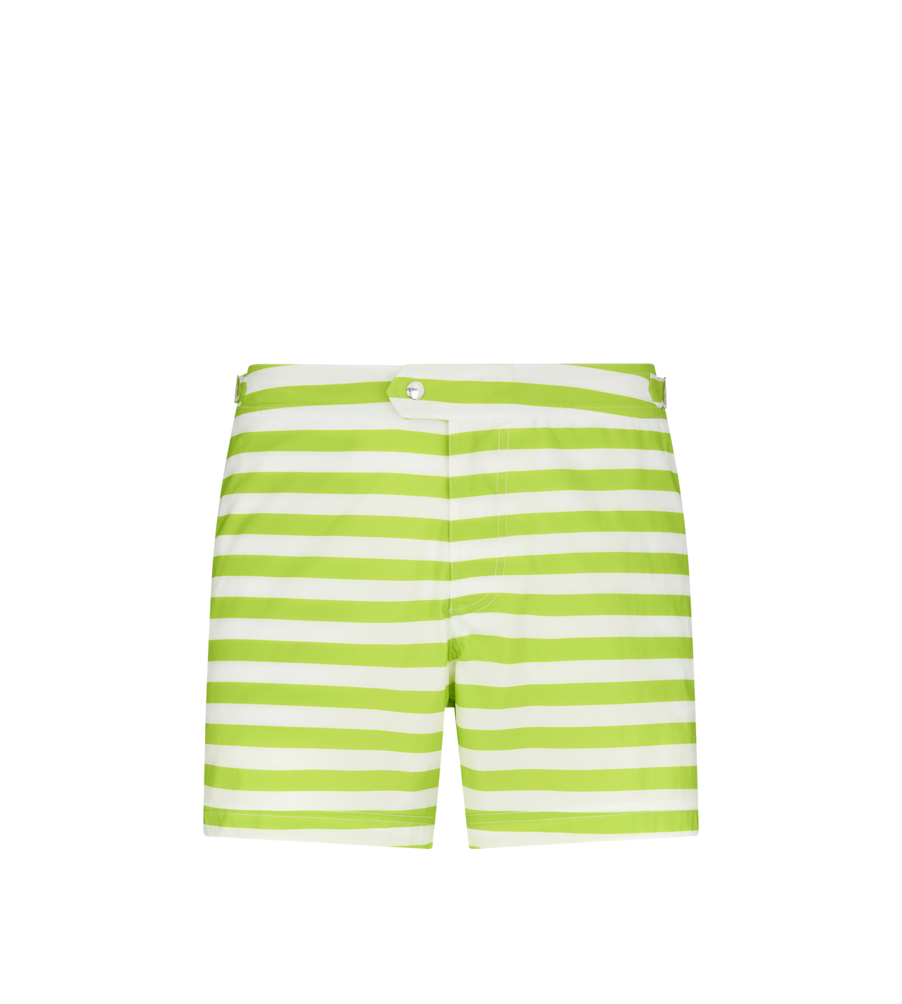 TOM FORD POLYESTER COMBO WHITE & ACID GREEN WIDE STRIPE PRINT NYLON SWIM SHORT