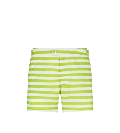 WIDE STRIPE PRINT NYLON SWIM SHORT