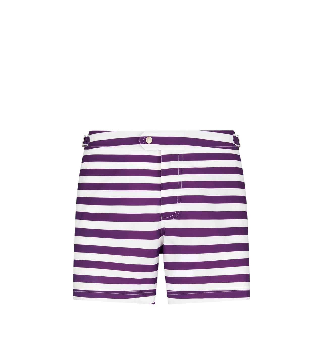 TOM FORD POLYESTER COMBO WHITE & VIOLET WIDE STRIPE PRINT NYLON SWIM SHORT