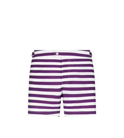 WIDE STRIPE PRINT NYLON SWIM SHORT
