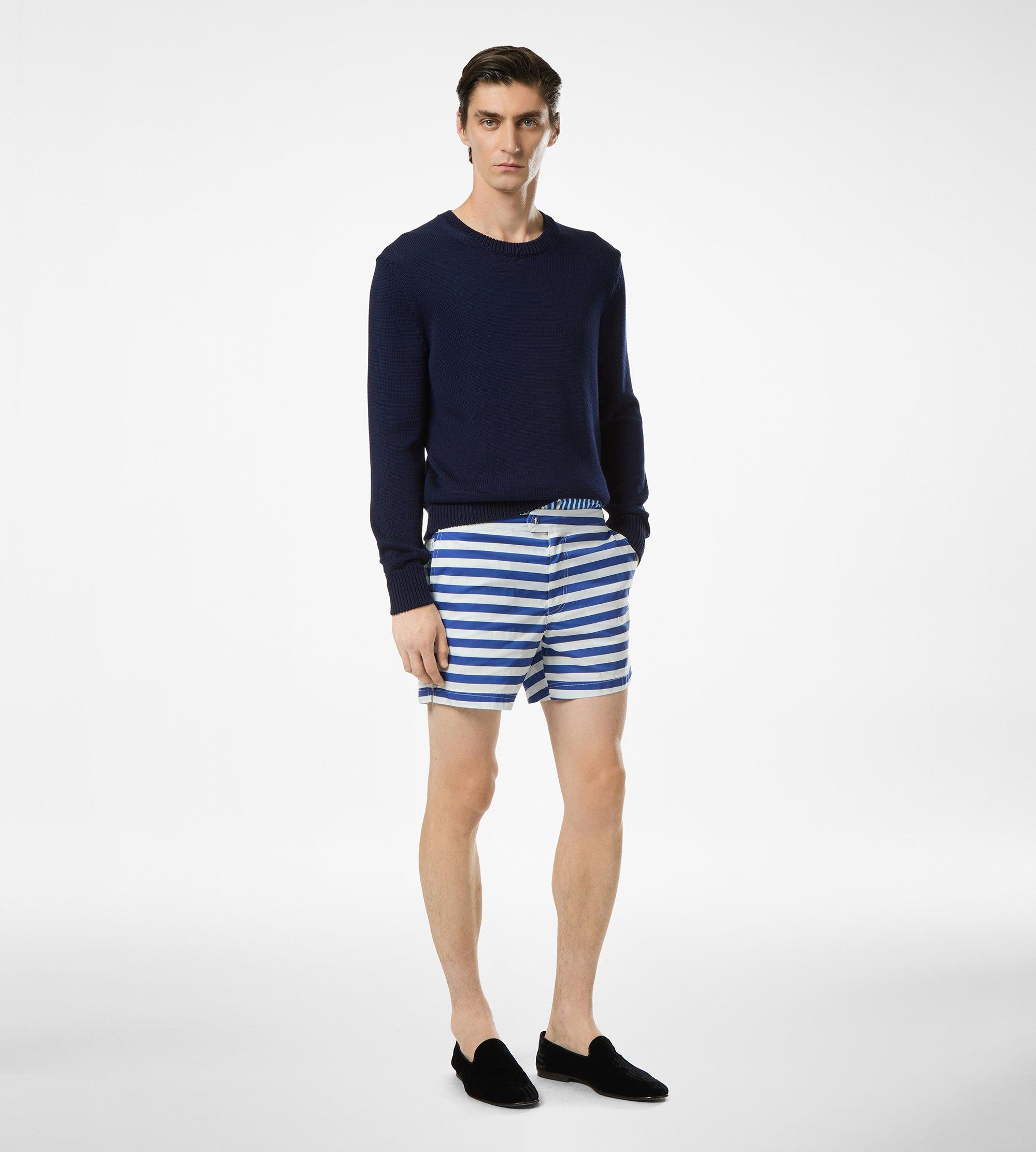 WIDE STRIPE PRINT NYLON SWIM SHORT