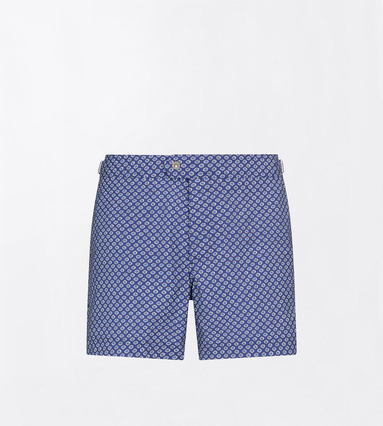 TOM FORD NYLON COMBO BLUE SHADES GEOMETRIC PRINT NYLON SWIM SHORT