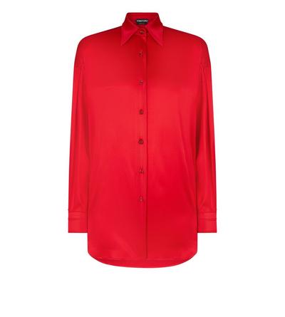 STRETCH SILK SATIN RELAXED FIT SHIRT