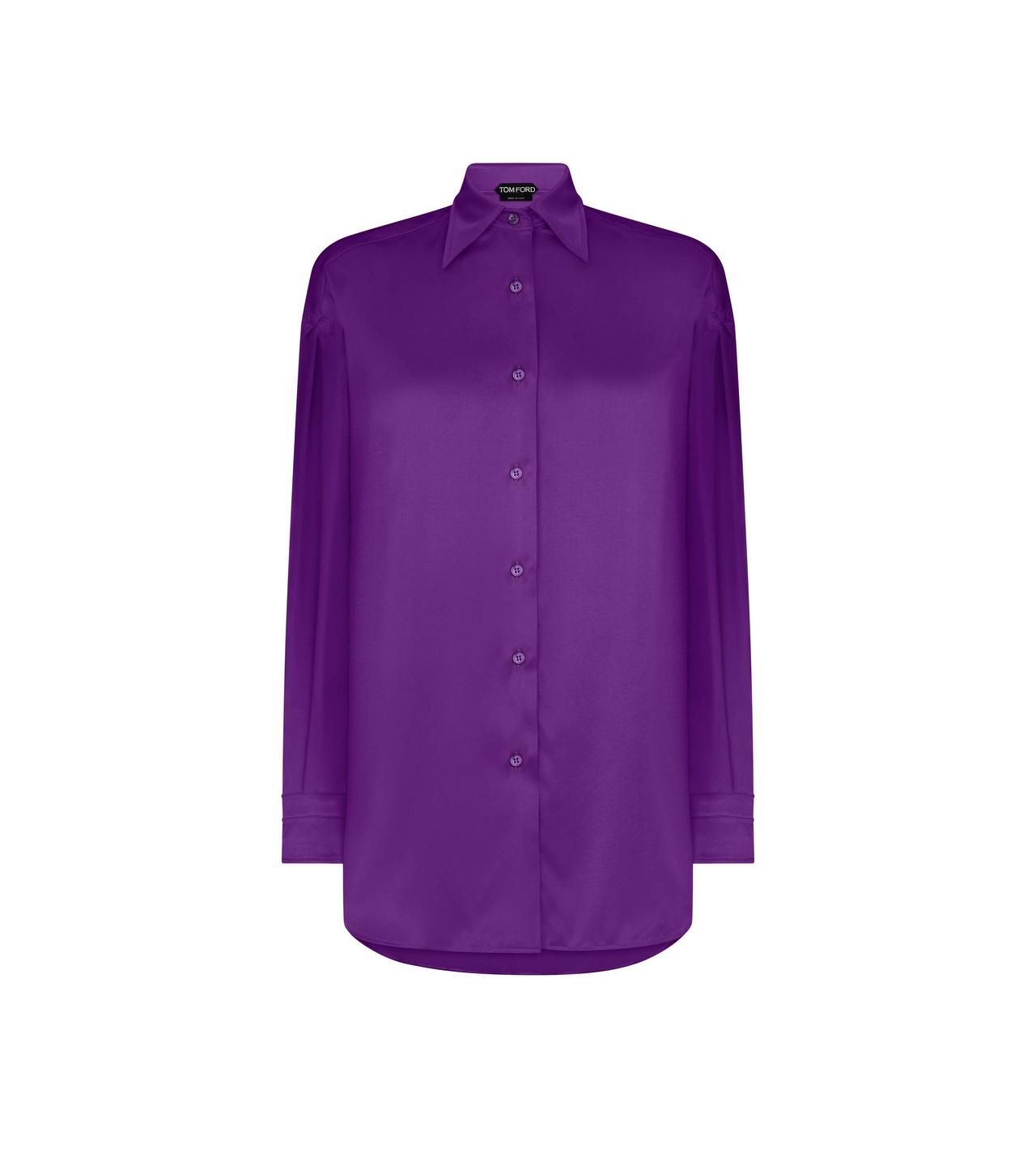 STRETCH SILK SATIN RELAXED FIT SHIRT image number 0
