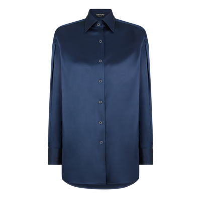 STRETCH SILK SATIN RELAXED FIT SHIRT