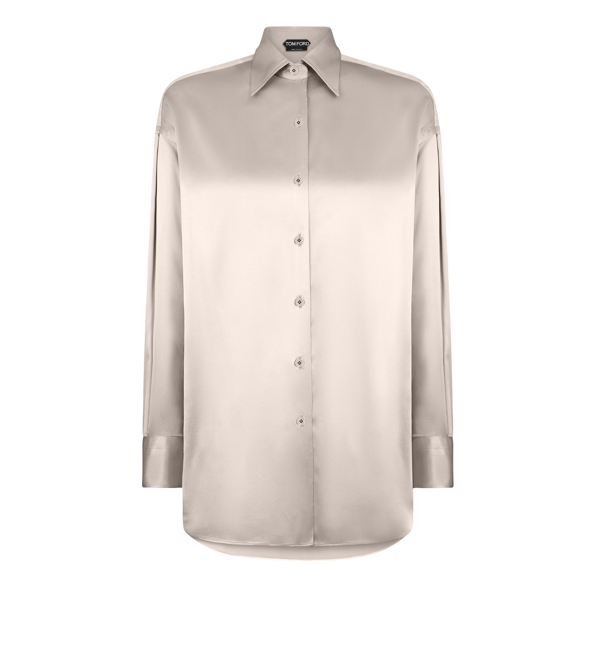 STRETCH SILK SATIN RELAXED FIT SHIRT