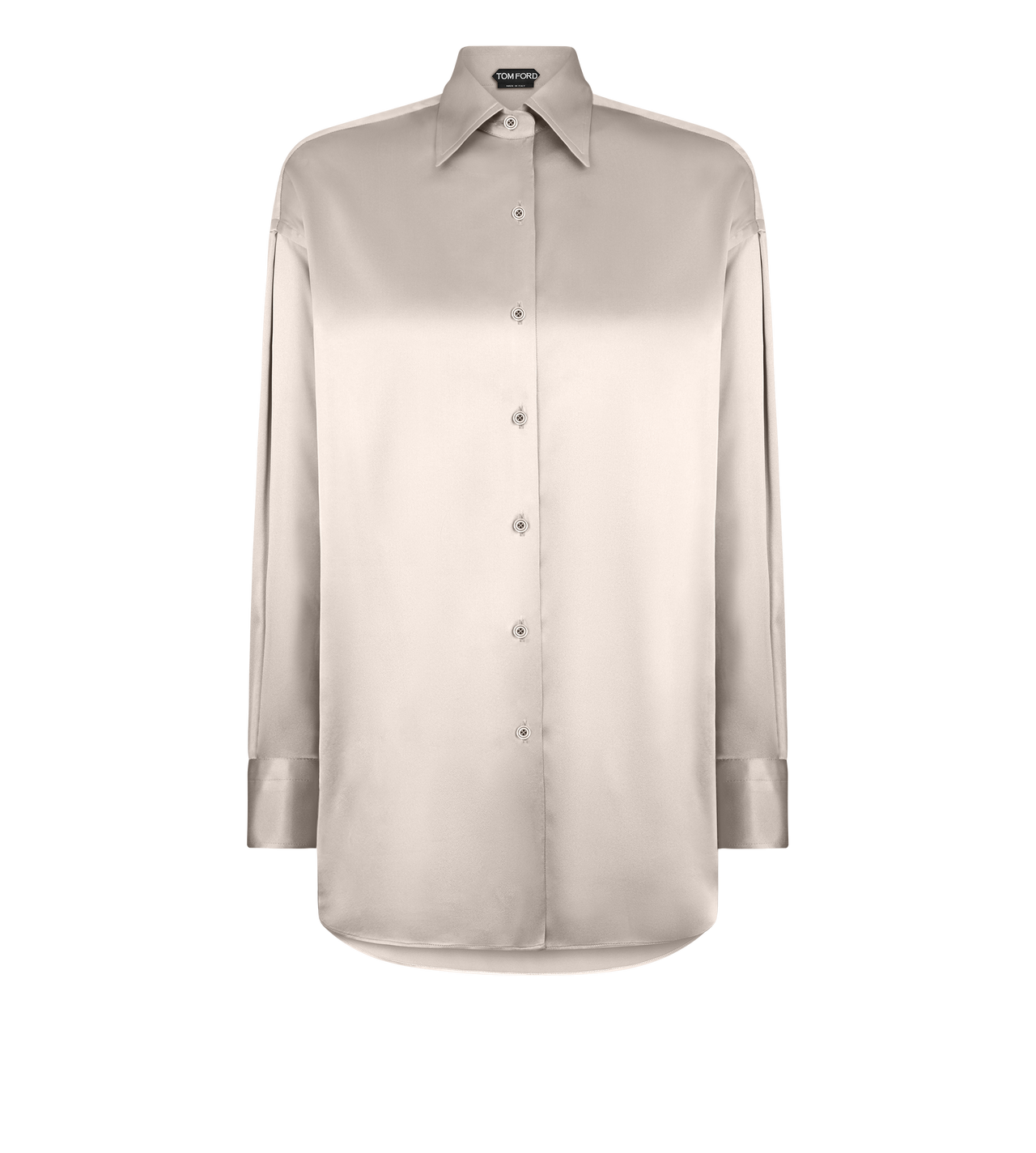STRETCH SILK SATIN RELAXED FIT SHIRT image number 0