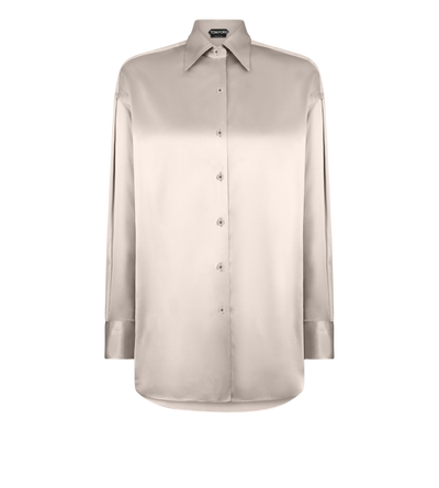 STRETCH SILK SATIN RELAXED FIT SHIRT image number 0