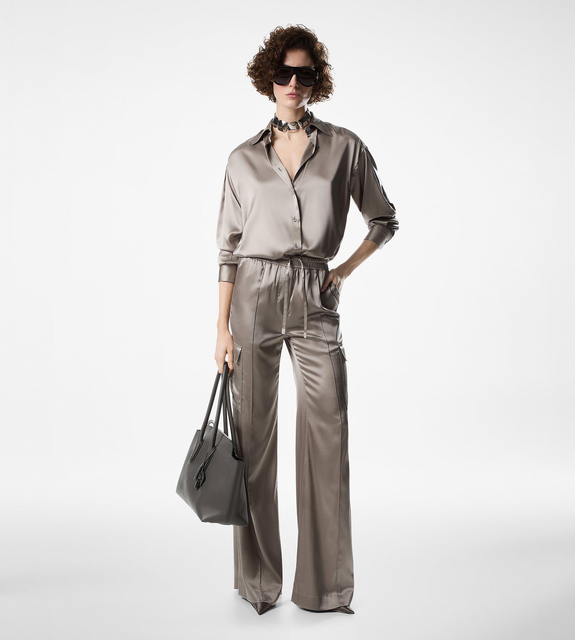 STRETCH SILK SATIN RELAXED FIT SHIRT