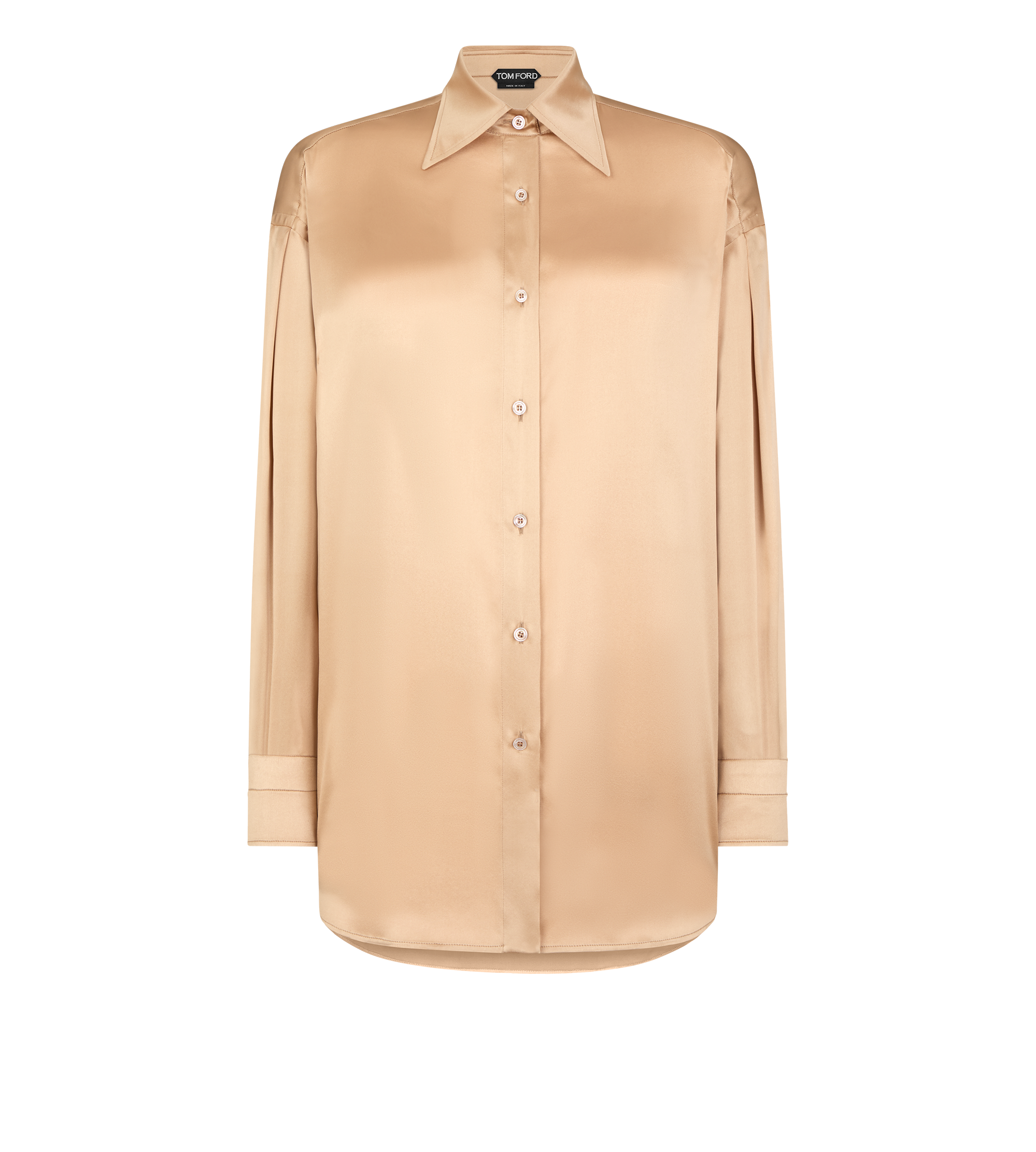STRETCH SILK SATIN RELAXED FIT SHIRT