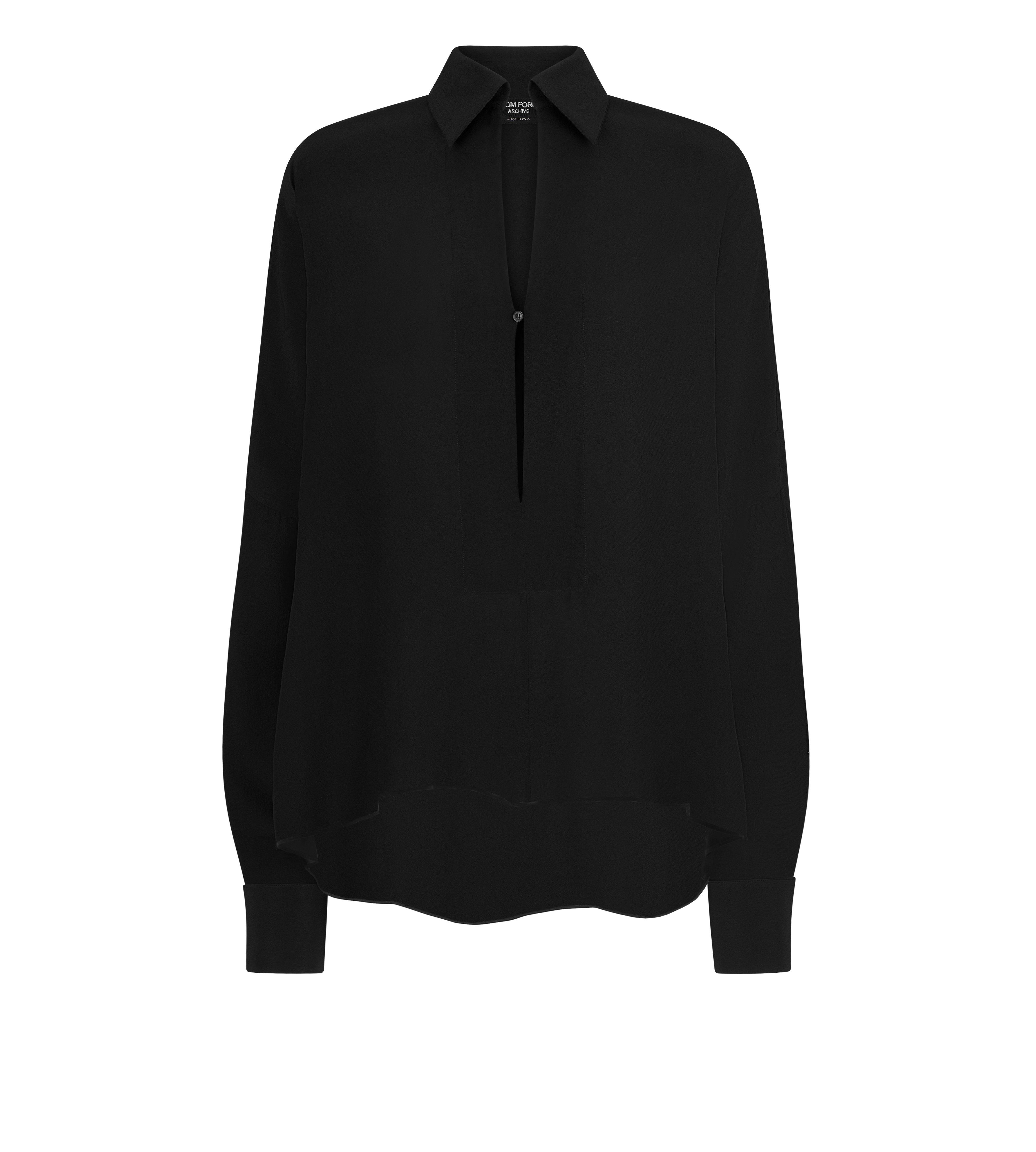 Crepe De Chine Plastron Shirt