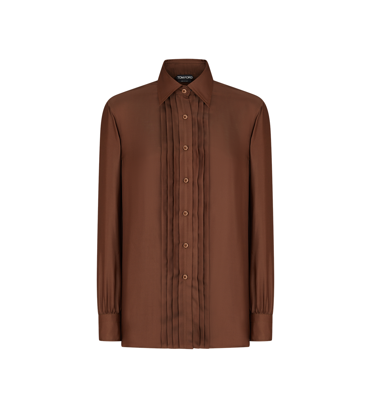 FLUID VISCOSE SILK TWILL SHIRT WITH PLISSE PLASTRON image number 0