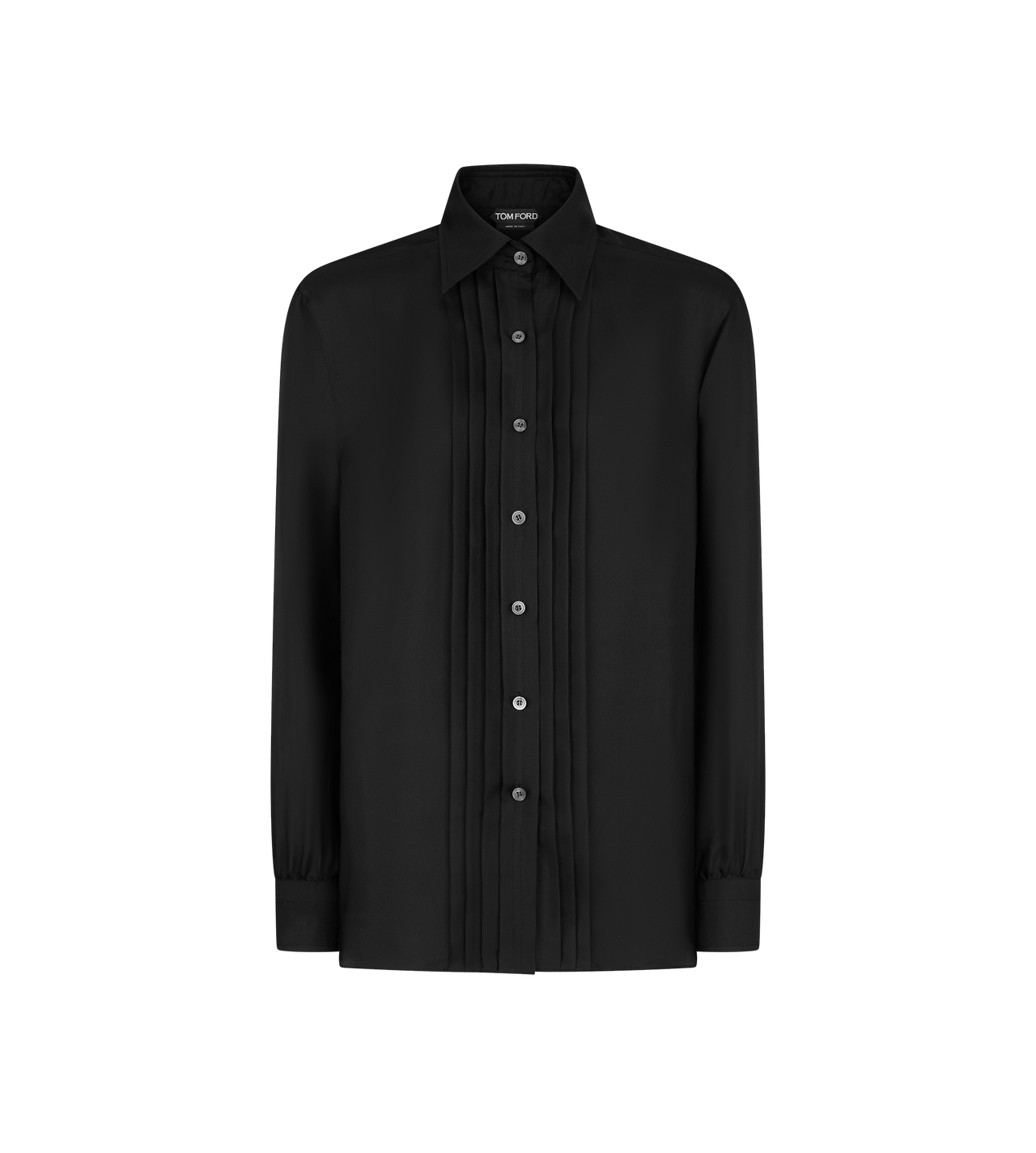 FLUID VISCOSE SILK TWILL SHIRT WITH PLISSE PLASTRON image number 0