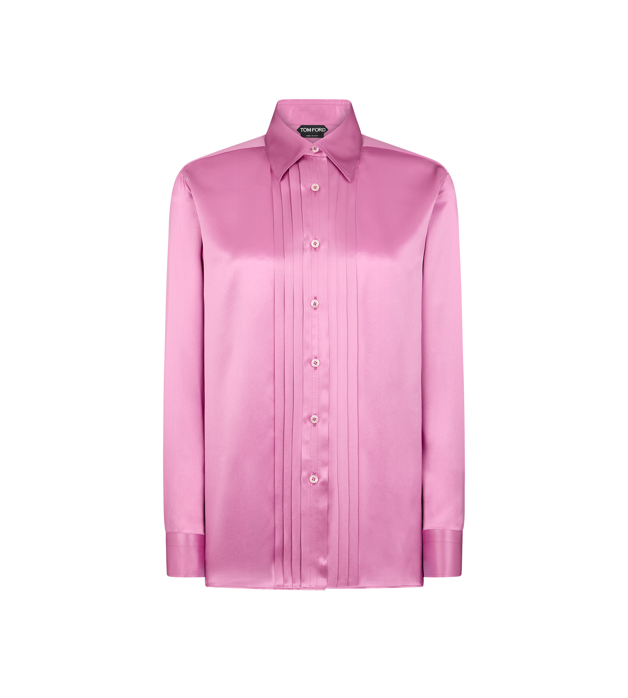 Tシャツ・カットソー TOM FORD SS24 Pleated plastron shirt (CA3269FAX1190 JB569) SILK CHIFFON SHIRT WITH PLASTRON | Tom Ford Fashion