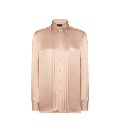 SILK SHIRT WITH PLISSE DETAIL