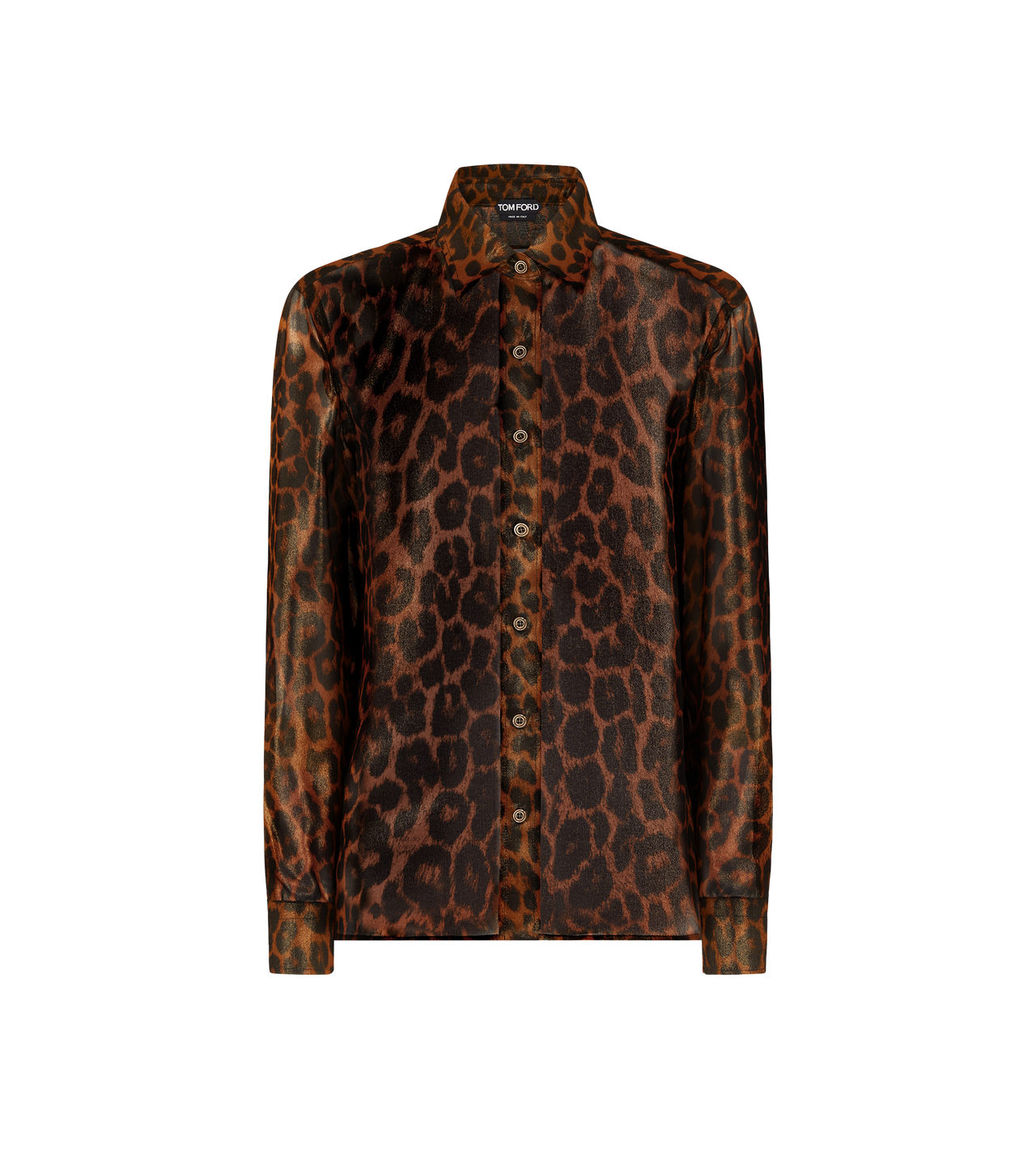 LAMINATED LEOPARD PRINTED GEORGETTE SHIRT image number 0