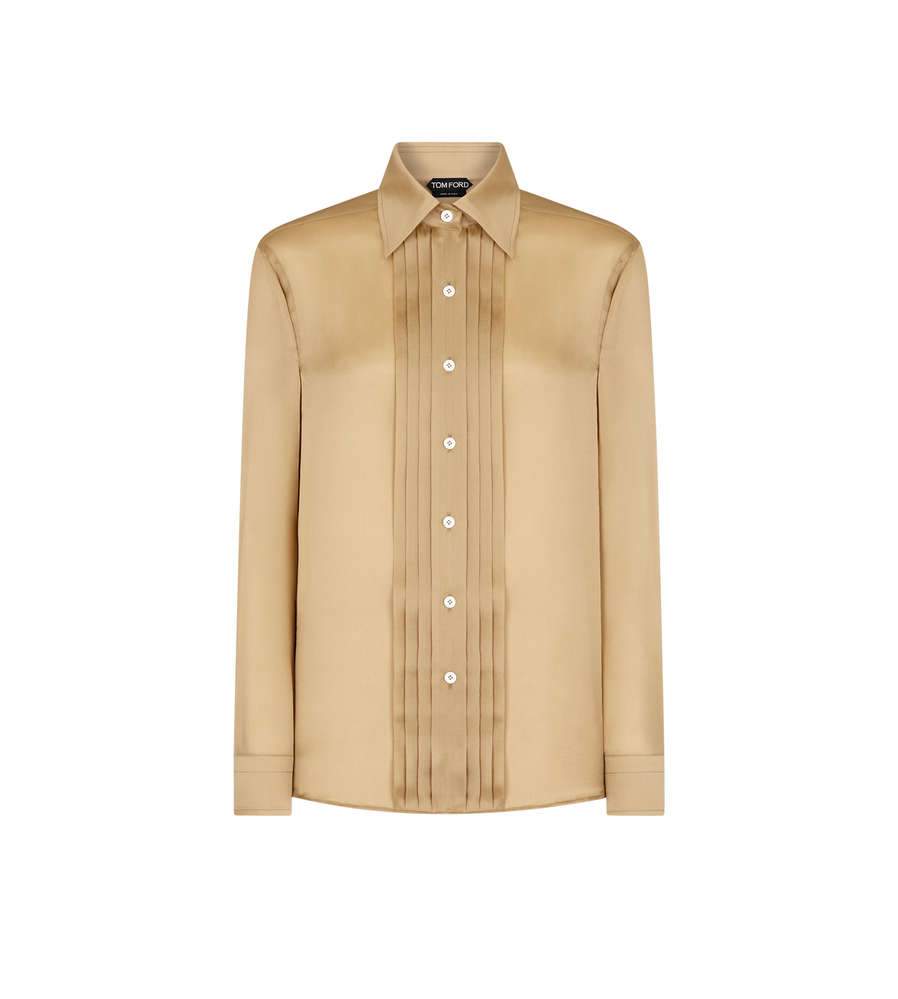 SILK SHIRT WITH PLISSE PLASTRON image number 0
