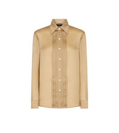 SILK SHIRT WITH PLISSE PLASTRON image number 0