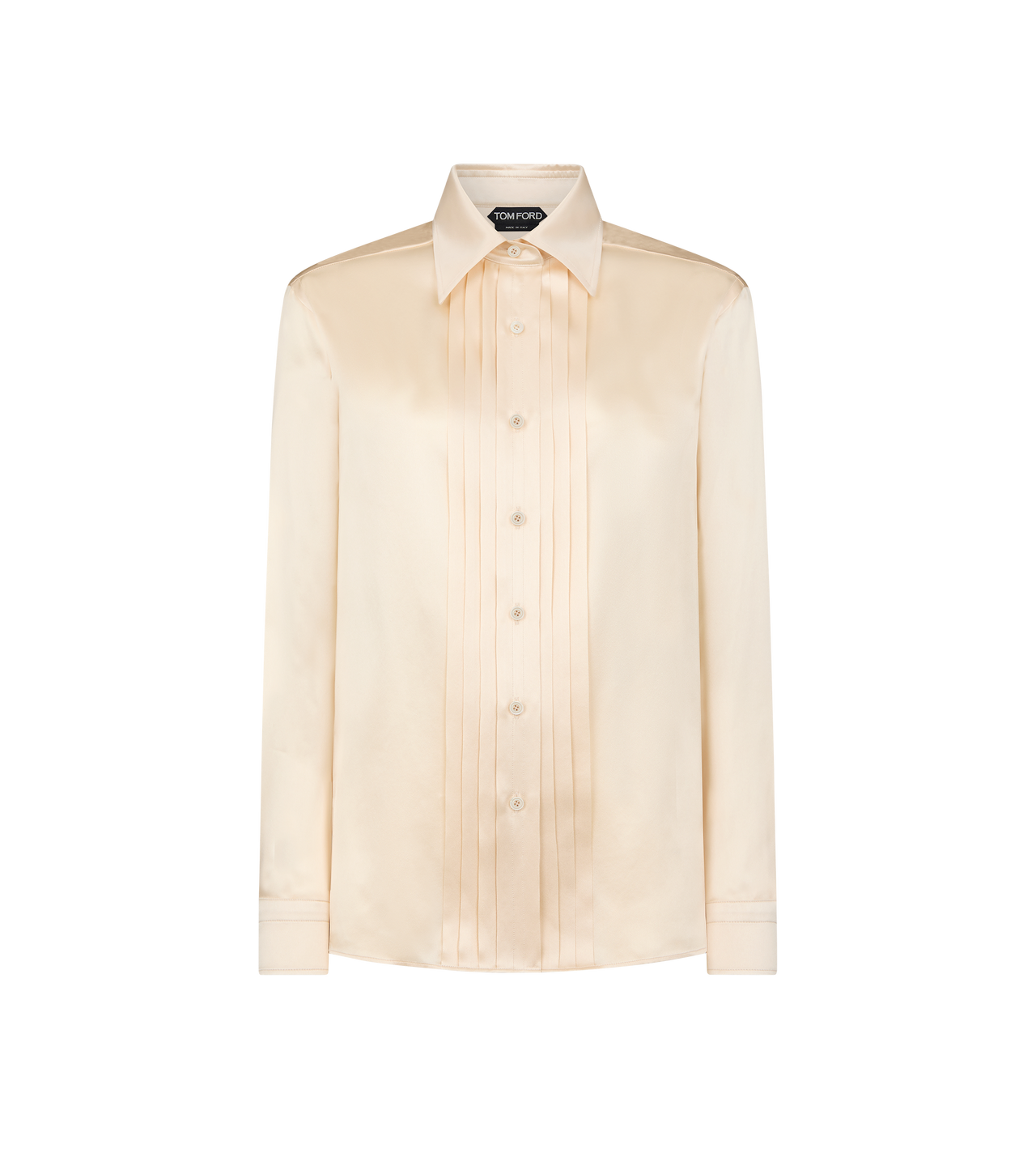 FLUID CHARMEUSE SILK SHIRT WITH PLISSE PLASTRON image number 0