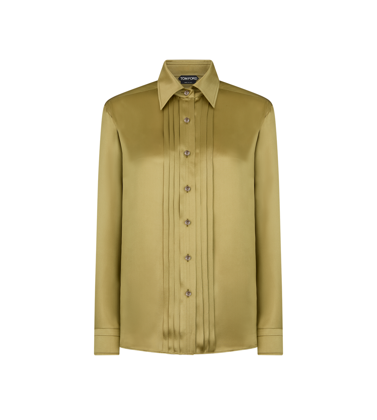 FLUID CHARMEUSE SILK SHIRT WITH PLISSE PLASTRON image number 0