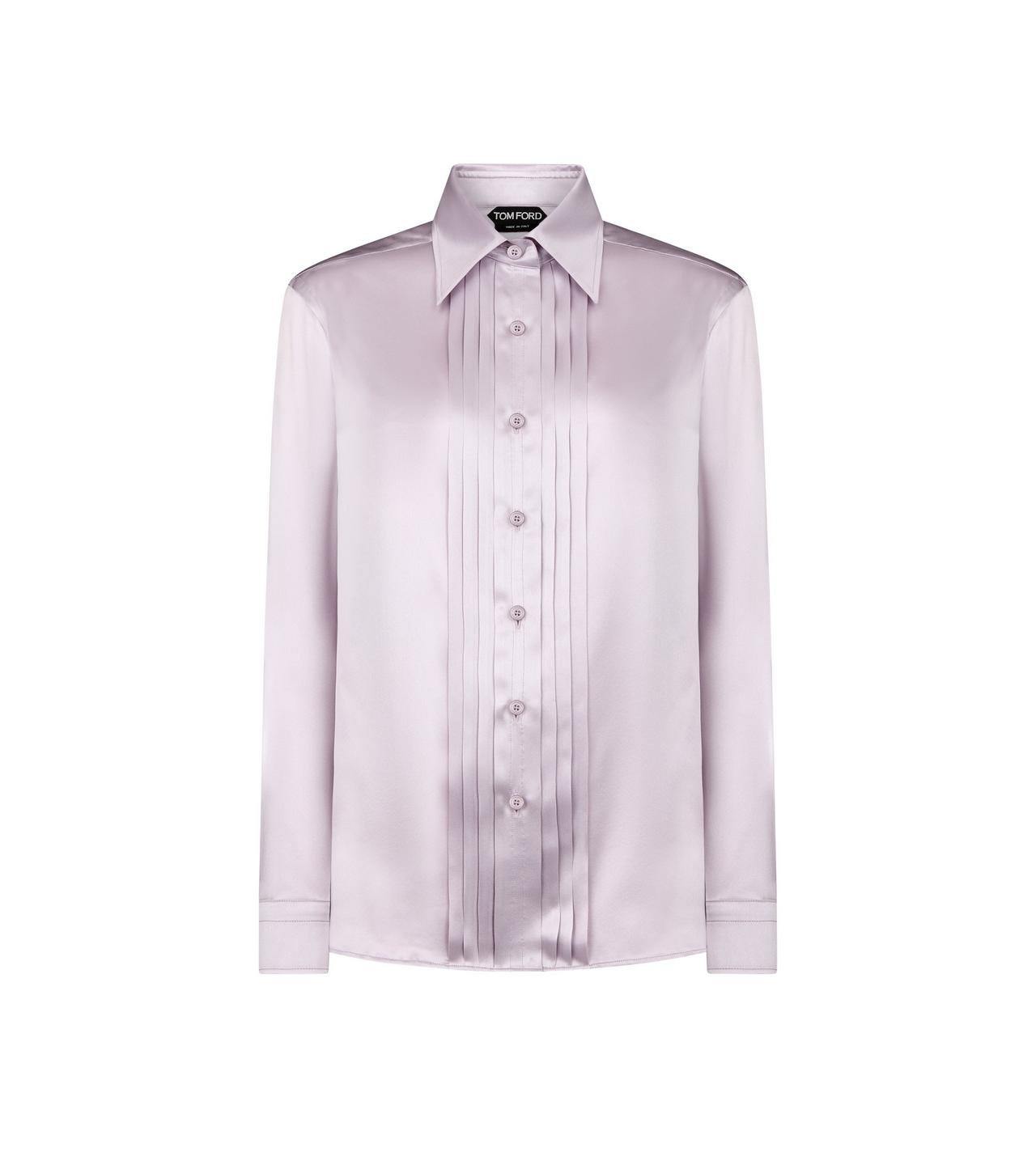 FLUID CHARMEUSE SILK SHIRT WITH PLISSE PLASTRON image number 0