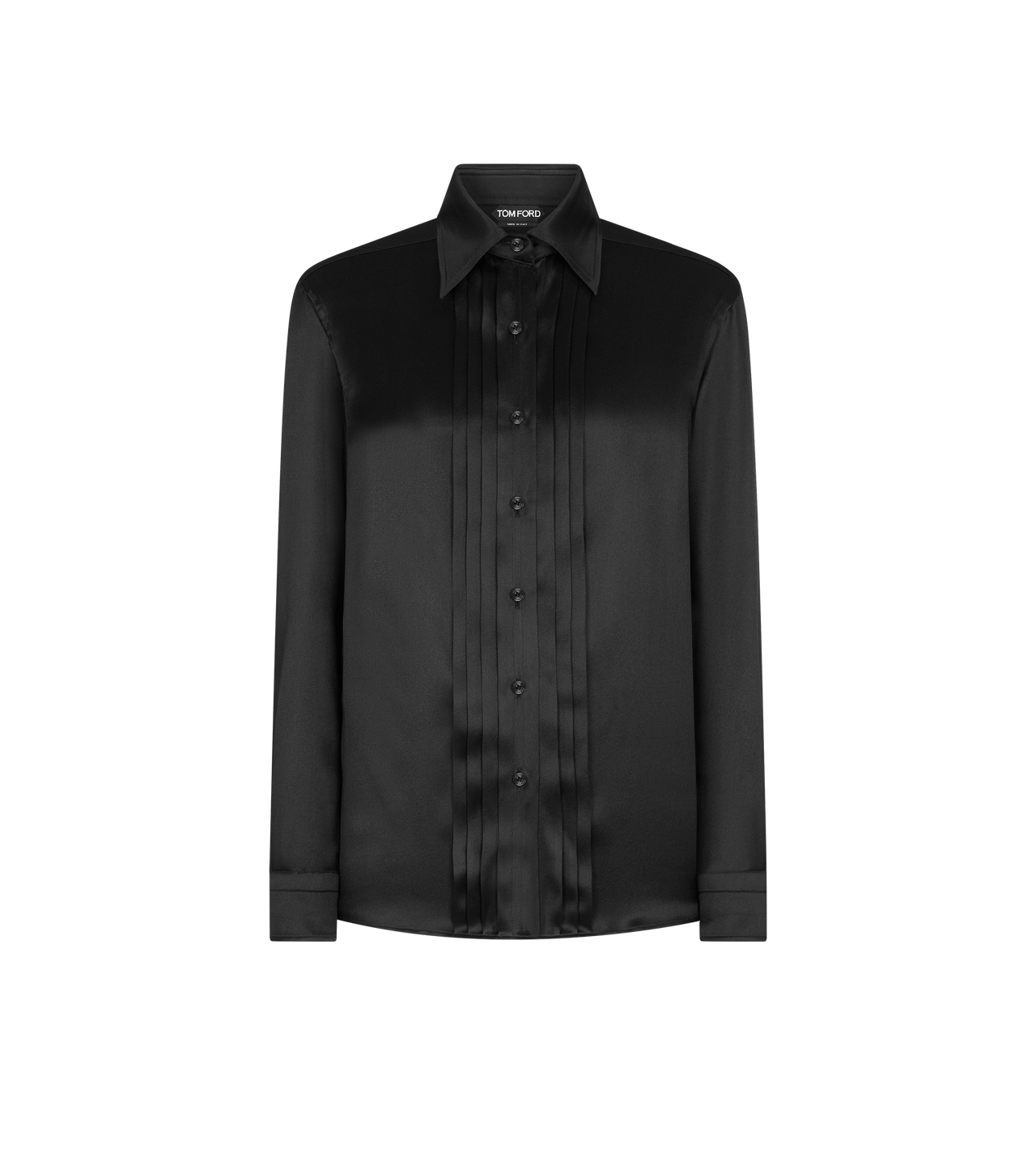 FLUID CHARMEUSE SILK SHIRT WITH PLISSE PLASTRON image number 0