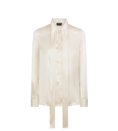 FLUID CHARMEUSE SILK LAVALLIERE SHIRT image number 0