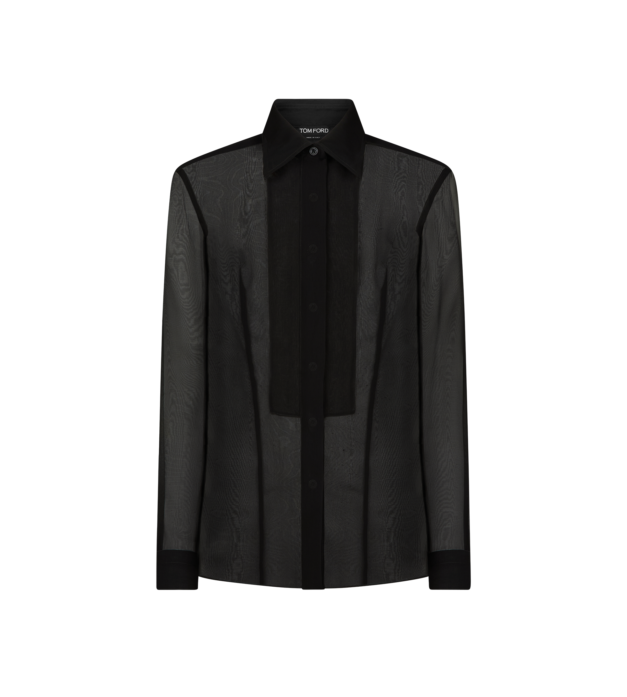 SILK CHIFFON SHIRT WITH PLASTRON