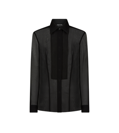 SILK CHIFFON SHIRT WITH PLASTRON image number 0