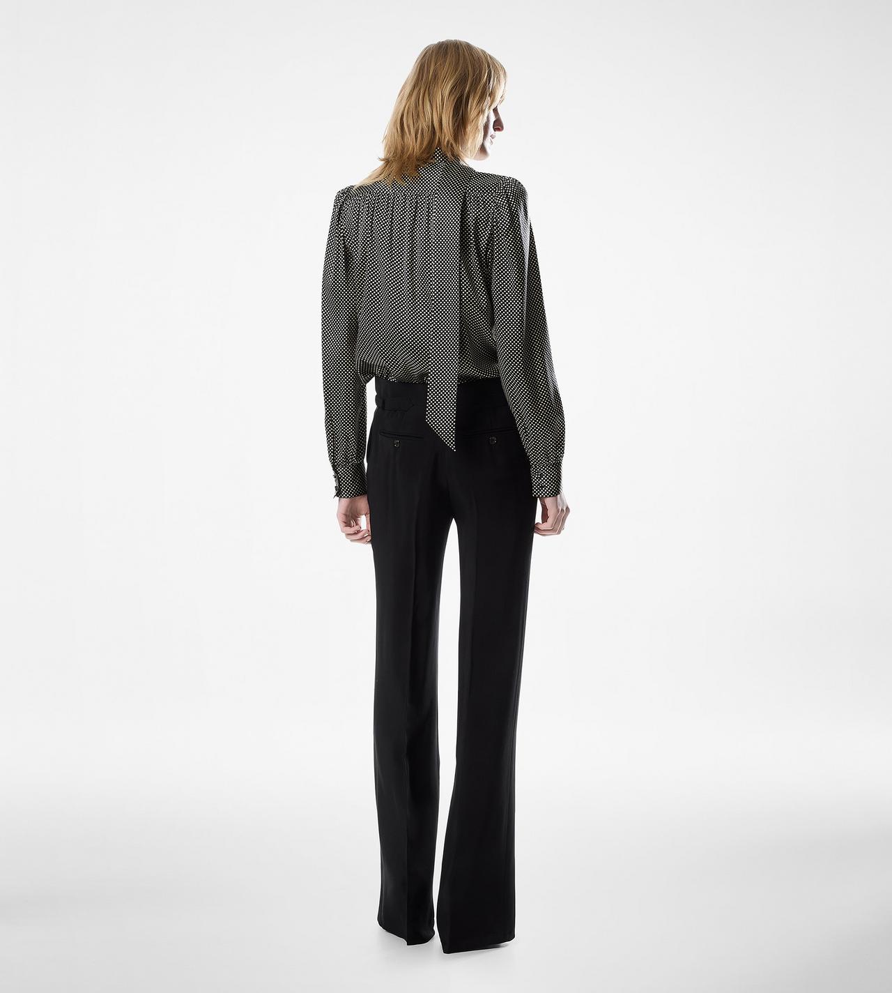 LONG SLEEVE V-NECK LAVALLIERE SILK BLOUSE image number 3
