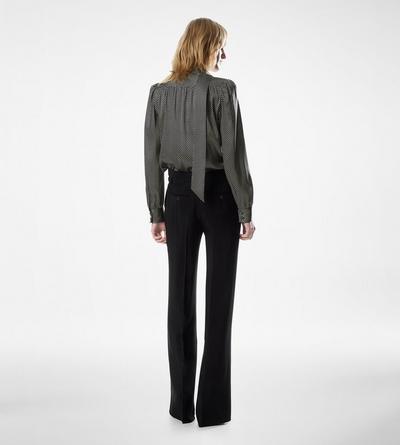 LONG SLEEVE V-NECK LAVALLIERE SILK BLOUSE image number 3