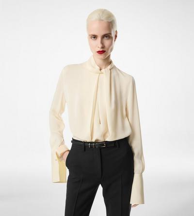 WASHED SILK GEORGETTE LONG SLEEVE BLOUSE image number 2