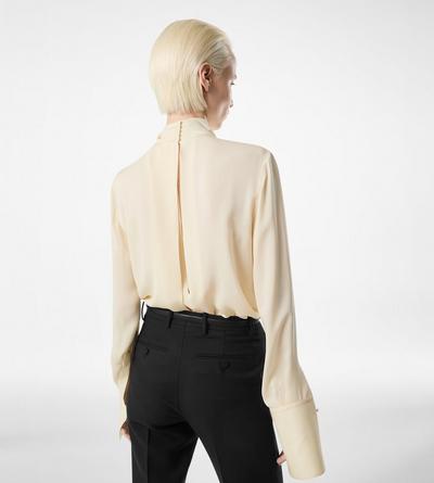 WASHED SILK GEORGETTE LONG SLEEVE BLOUSE image number 3