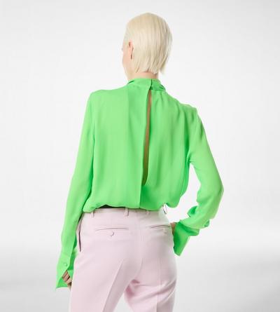 WASHED SILK GEORGETTE LONG SLEEVE BLOUSE image number 4