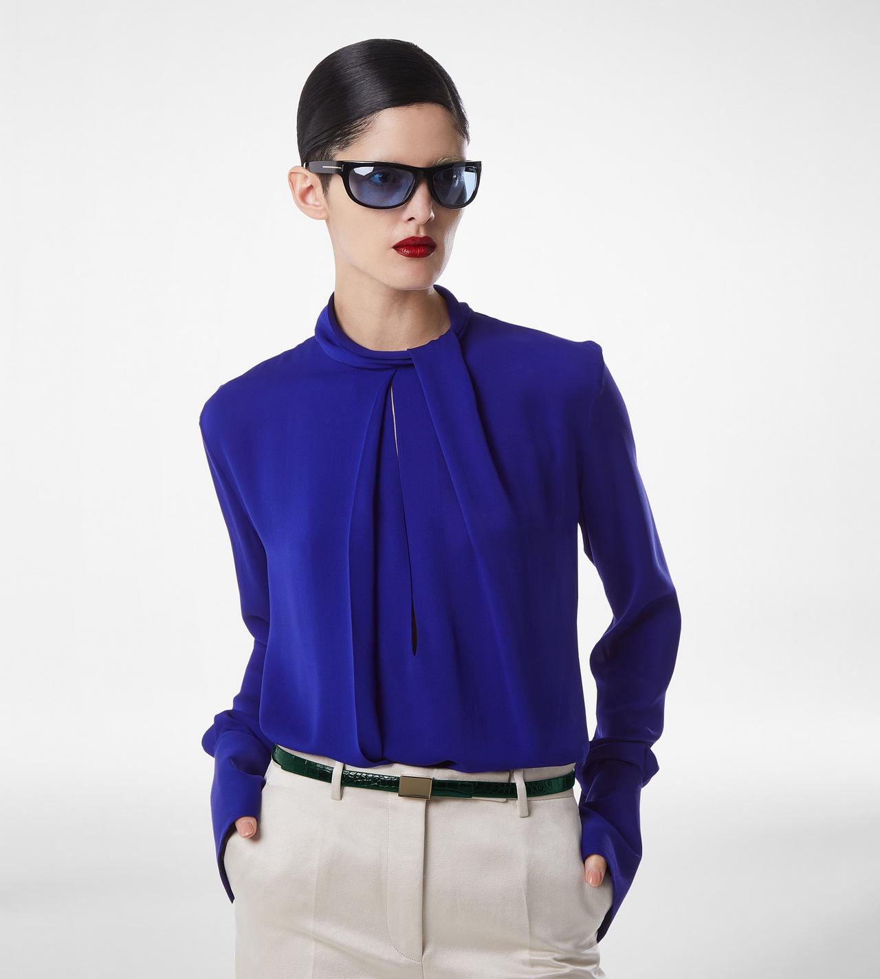 WASHED SILK GEORGETTE LONG SLEEVE BLOUSE image number 3