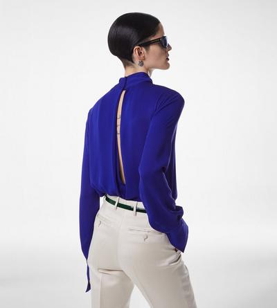WASHED SILK GEORGETTE LONG SLEEVE BLOUSE image number 4