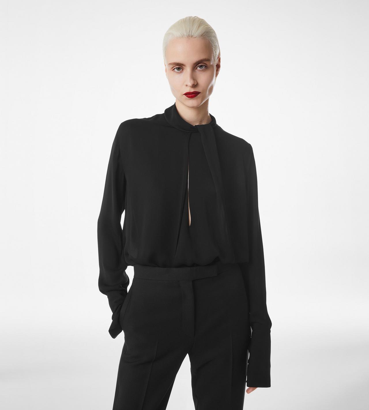 WASHED SILK GEORGETTE LONG SLEEVE BLOUSE image number 2