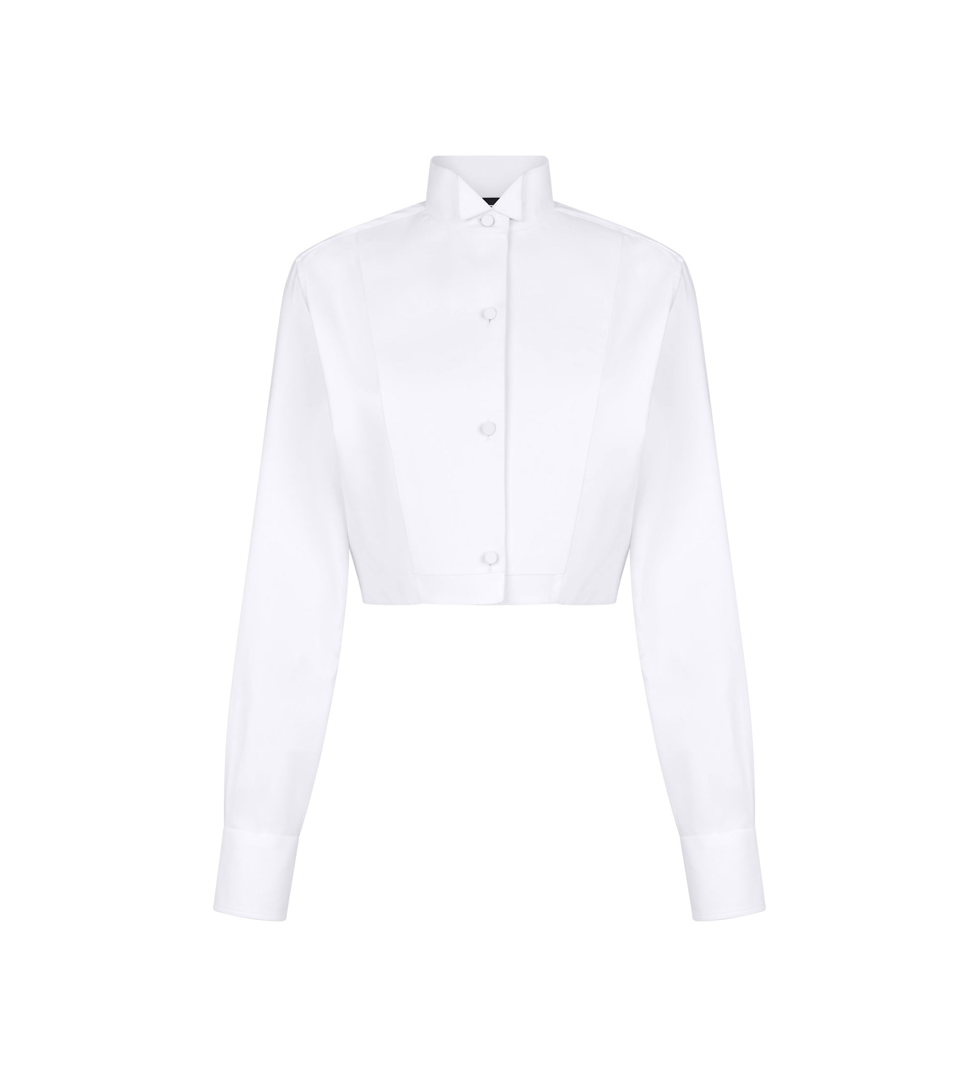 BONDED COTTON SILK BLEND POPLIN CROPPED SHIRT