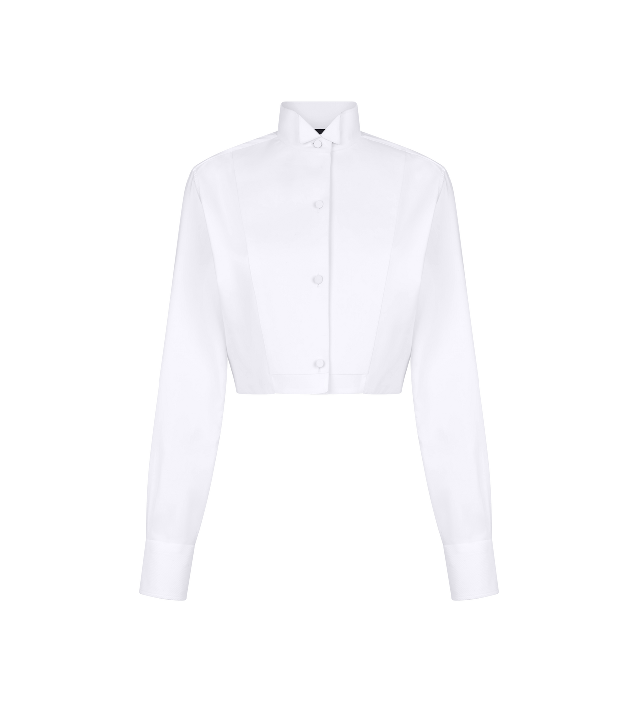 TOM FORD COTTON SILK BLEND WHITE BONDED COTTON SILK BLEND POPLIN CROPPED SHIRT